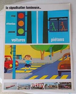 13 Affiches poster Pédagogiques Sécurité Routière (Station Essence Antar 1970)
