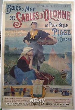 1910/20 bains de mer des SABLES D'OLONNE AFFICHE ORIGINALE ANCIENNE/16a