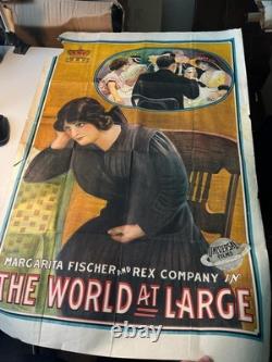 1913 affiche originale UNIVERSAL The World At Large Margarita Fischer 71x107