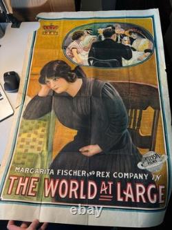 1913 affiche originale UNIVERSAL The World At Large Margarita Fischer 71x107