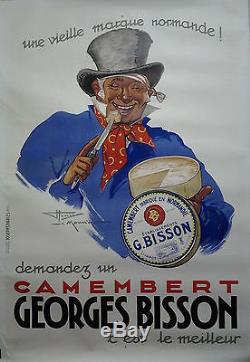 1937 Camembert Georges Bisson par H. Le Monnier AFFICHE ORIGINALE ANCIENNE/36a