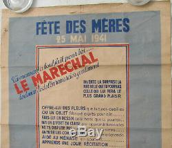 1 X Affiche. 1941. Fete Des Meres. Le Marechal. 79 X 80. Alain Saint-ogan