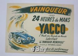 24 heures du MANS 1952 original POSTER affiche PANHARD MONOPOLE YACCO Hemard