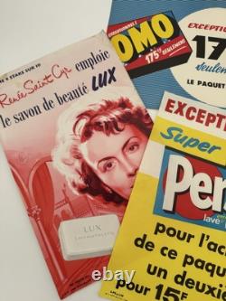 3 Affiches publicitaires. Années 1950. Savon Lux, Omo, Persil. Très bon état