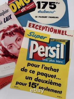 3 Affiches publicitaires. Années 1950. Savon Lux, Omo, Persil. Très bon état