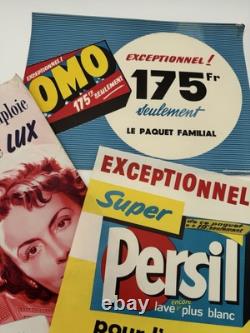 3 Affiches publicitaires. Années 1950. Savon Lux, Omo, Persil. Très bon état