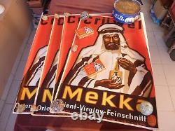4 affiches et 2 boites gruwell mekka tabak, Allemagne 1950, Bielefeld