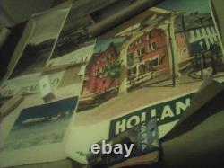 7Affiches Anciennes ORIGINALES. England Hollande. 64x100cm(3fois). 50x65cm