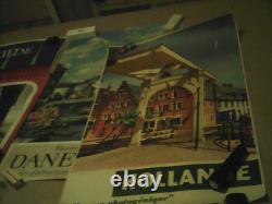 AFFICHES Anciennes-Lot de 4-Hollande Finlande et 2Danemark 62x100cm. Moyen Etat