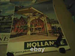 AFFICHES Anciennes-Lot de 4-Hollande Finlande et 2Danemark 62x100cm. Moyen Etat