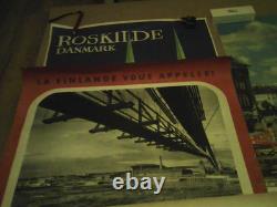 AFFICHES Anciennes-Lot de 4-Hollande Finlande et 2Danemark 62x100cm. Moyen Etat