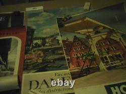 AFFICHES Anciennes-Lot de 4-Hollande Finlande et 2Danemark 62x100cm. Moyen Etat