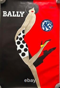 AFFICHE 118 x 175 cm ancienne BALLY FEMME VILLEMOT