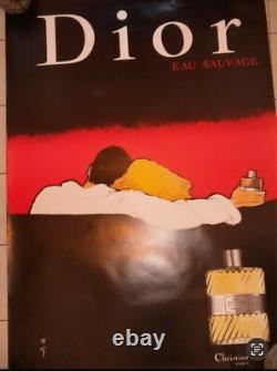 AFFICHE 118 x 175 cm ancienne PARFUM EAU SAUVAGE CHRISTIAN DIOR