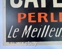AFFICHE 1927 ORIGINALE LITHO CAFé COLLAS PERLE Cie des INDES TOURS éléphant
