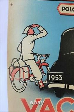 AFFICHE 1953 CITROEN TRACTION ZAZOU SCOUT MOTO CYCLO TOURISME VACANCES à L'EST