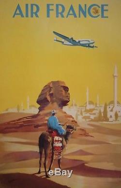 AFFICHE AIR FRANCE 1950 NEAR EAST EGYPTE SPHINX par GUERRA edition ALEPEE & Cie