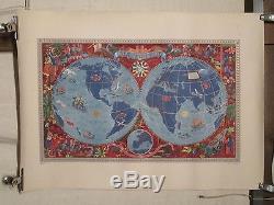 AFFICHE AIR FRANCE PLANISPHERE 1952 BOUCHER