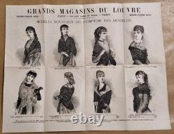 AFFICHE ANCIENNE (1879) Grands Magasins du Louvre Mode & Dentelles