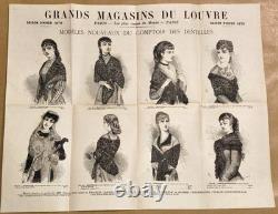 AFFICHE ANCIENNE (1879) Grands Magasins du Louvre Mode & Dentelles