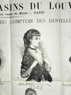 AFFICHE ANCIENNE (1879) Grands Magasins du Louvre Mode & Dentelles