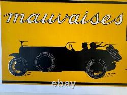 AFFICHE ANCIENNE 1920-30 PNEU CORD BALLON DUNLOP 80 x 30 cm Montluçon CYCLECAR