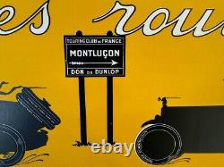 AFFICHE ANCIENNE 1920-30 PNEU CORD BALLON DUNLOP 80 x 30 cm Montluçon CYCLECAR
