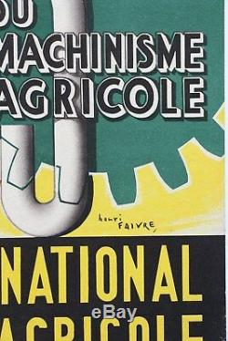 AFFICHE ANCIENNE 1955 PARIS 27e SALON MACHINE AGRICOLE TOUR EIFFEL TRACTEUR