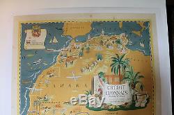 Affiche Ancienne Afrique Du Nord Credit Lyonnais Entoilee
