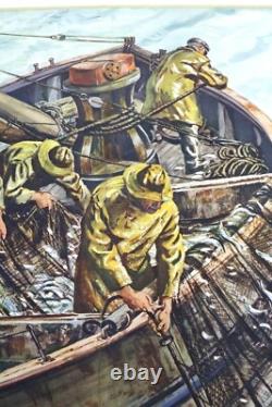 AFFICHE ANCIENNE ANGLAISE 1931 PECHEURS M. LANE FOSTER & DUDLEY JARRETT sardine