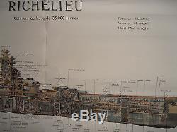 AFFICHE ANCIENNE BATEAUX GUERRE RICHELIEU D' ALBERT SEBILLE (ref 31)