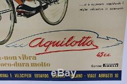 AFFICHE ANCIENNE BIANCHI MILANO 1951 AQUILOTTO auto moto vélo cyclo façon MICH