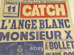 AFFICHE ANCIENNE CATCH L'ANGE BLANC 1959 PALAIS DE LA MUTUALITE 60x40 cm