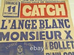 AFFICHE ANCIENNE CATCH L'ANGE BLANC 1959 PALAIS DE LA MUTUALITE 60x40 cm COMBAT