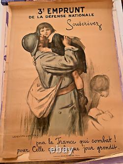 AFFICHE ANCIENNE EMPRUNT NATIONAL GUERRE 1914/1918 Auguste LEROUX