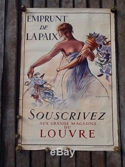 Affiche Ancienne Emprunt-souscrivez Aux Grands Magasins Du Louvre Chavannaz