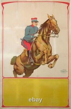 AFFICHE ANCIENNE ENTOILEE S. COULET EQUITATION CAVALERIE MILITAIRE Circa 1900