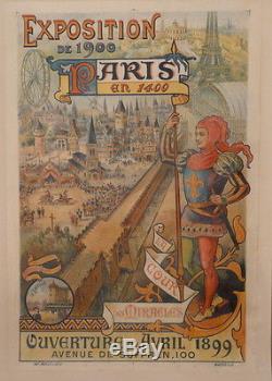 Affiche Ancienne Exposition Universelles De 1900 Tour Eiffel Grande Roue