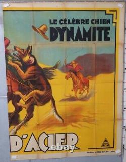 AFFICHE ANCIENNE FILM CGC CROCS D ACIER LE CELEBRE CHIEN DYNAMITE circa 1930