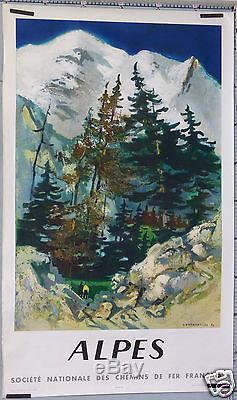 AFFICHE ANCIENNE FONTANA 1962 SNCF ALPES french travel poster