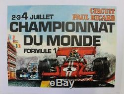 AFFICHE ANCIENNE FORMULA 1 PAUL RICARD CASTELLET signé BOIVEN premier GP F1 1971