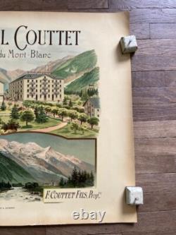 AFFICHE ANCIENNE GRAND HOTEL COUTTET MONT BLANC CHAMONIX vintage poster 1880-90