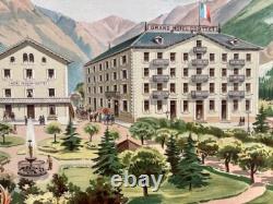 AFFICHE ANCIENNE GRAND HOTEL COUTTET MONT BLANC CHAMONIX vintage poster 1880-90
