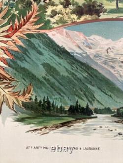 AFFICHE ANCIENNE GRAND HOTEL COUTTET MONT BLANC CHAMONIX vintage poster 1880-90