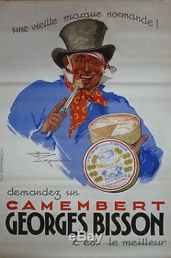 AFFICHE ANCIENNE LITHOGRAPHIE HENRY LE MONNIER CAMEMBERT GEORGES BISSON 1937 ++