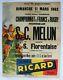 Affiche Ancienne Melun Saint Florent Championnat France Rugby Ffr 1962 Ricard