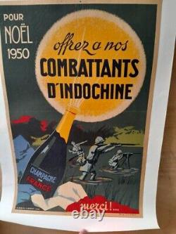 AFFICHE ANCIENNE Noël 1950- offrez à nos combattants d'Indochine