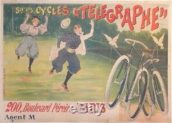 Affiche Ancienne Old Poster Cycles Telegraphe Colombes Amoureux Lesna Et Kühling