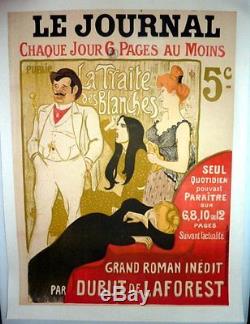 Affiche Ancienne Originale Art Nouveau Steilen La Traite Des Blanches Le Journal