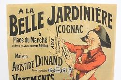 AFFICHE ANCIENNE ORIGINALE COGNAC Belle Jardinière tambour garde champêtre 1900